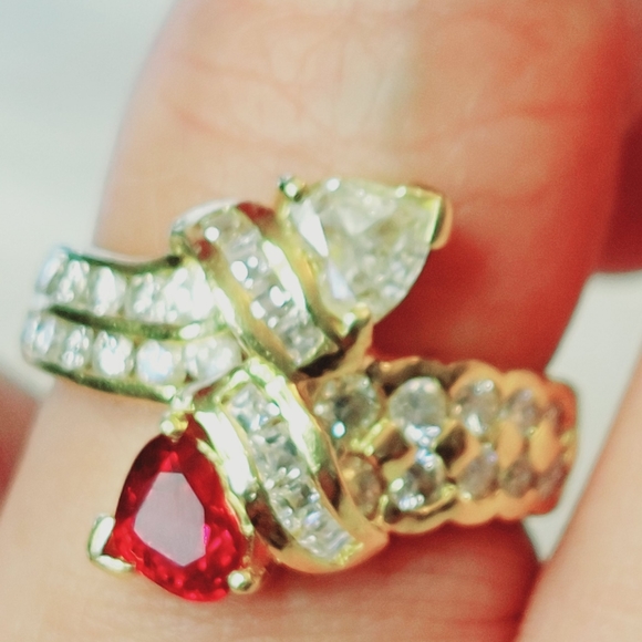 Authentic ruby and diamond ring - Picture 2 of 6